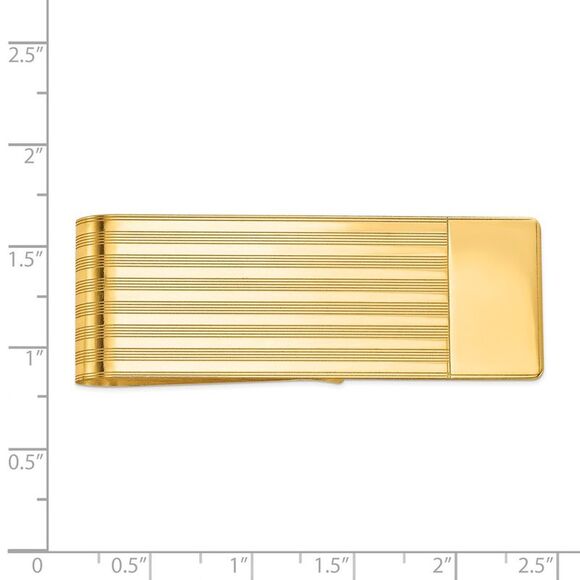 Men's 14k Yellow Gold Striped Fold-Over Money Clip - Picture 3 of 4